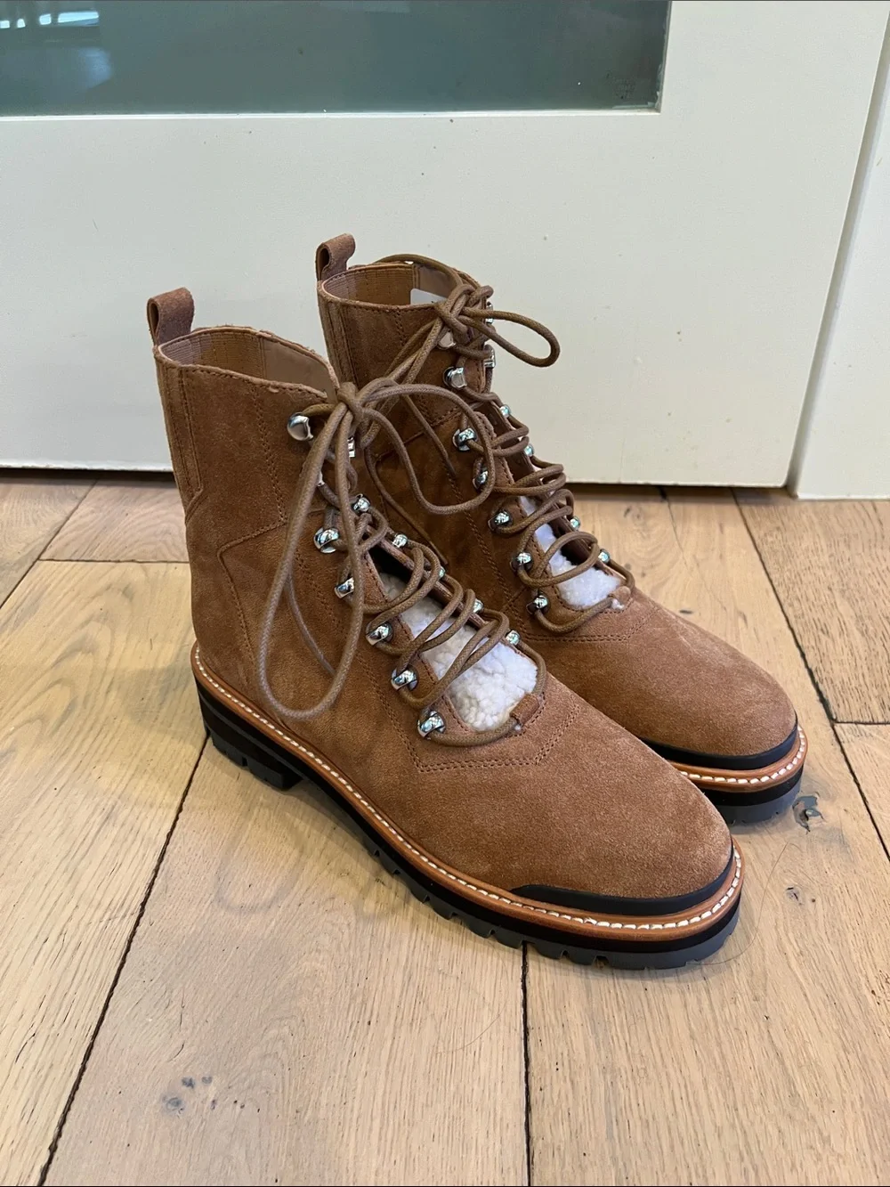 Marc Fisher Suede Lace-Up Hiking Boots in Tan Brown